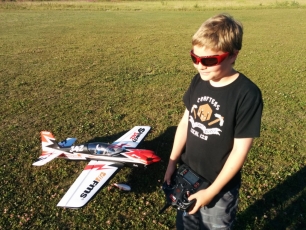 Marcus enjoying an evening of flying his FMS Sbach 342.