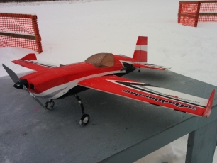 Shaun's 3DHS Extra 300 all iced up at the 2015 New Years Day fly in.