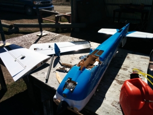 Shaun had a dumb thumb moment and wounded his Corvus Racer Edge 540.